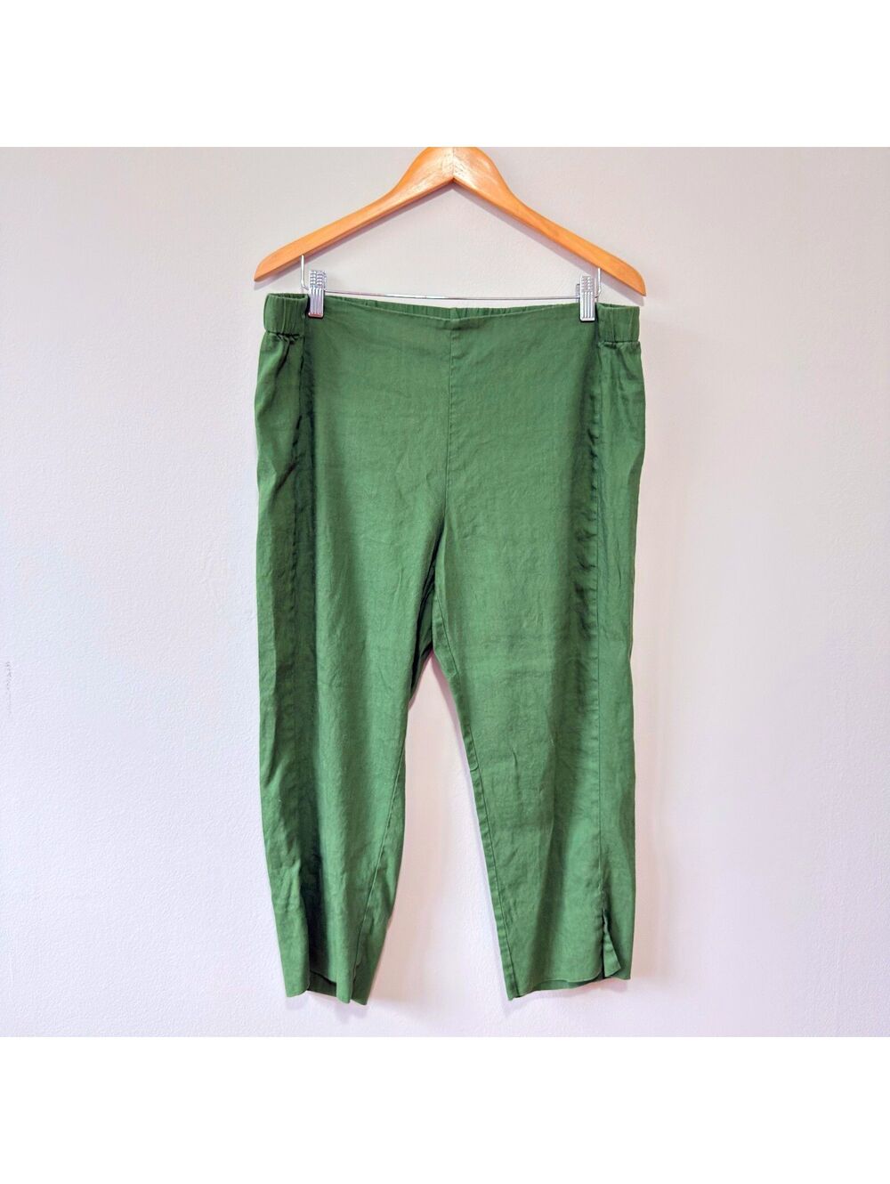 J.Jill Kelley Green Linen Stretch Pedal Pusher Crop Pants - L